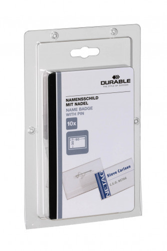 Durable Identyfikator z agrafką 30 x 60mm 10 sztuk 8606-19