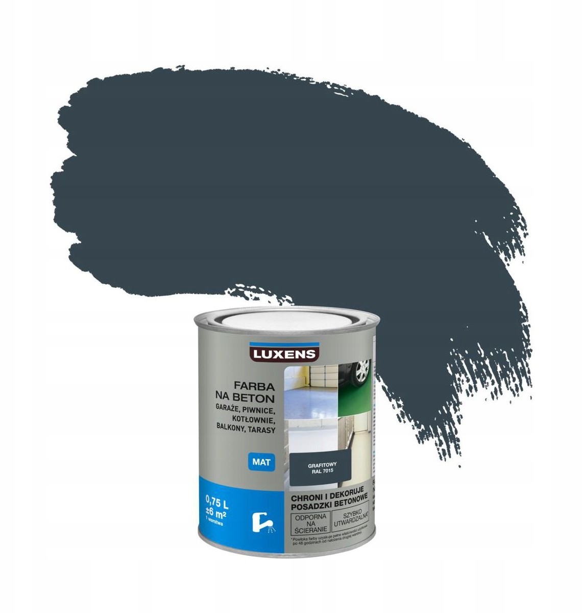 LUXENS Farba do podłóg Na Beton 0.75 l Grafitowy Luxens