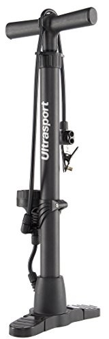 Ultrasport Ultra Sport pompa powietrza do roweru i samochód, pompa piętrze z manometrem, do ogólnodostępnych zaworów i zaworów rowerowe Dunlop, Schrader, Presta 331500000654