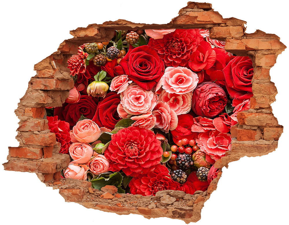 Wallmuralia.pl Samoprzylepna dziura na ścianę Czerwone kwiaty