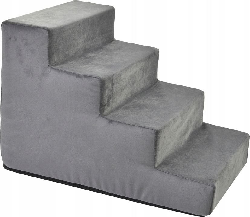 Boutiquezoo SCHODY SCHODKI DLA PSA KOTA 40 PODEST SZARY VELVET BTQZ-AMB-SCHODY-AKSAMIT-SZARY-40-M
