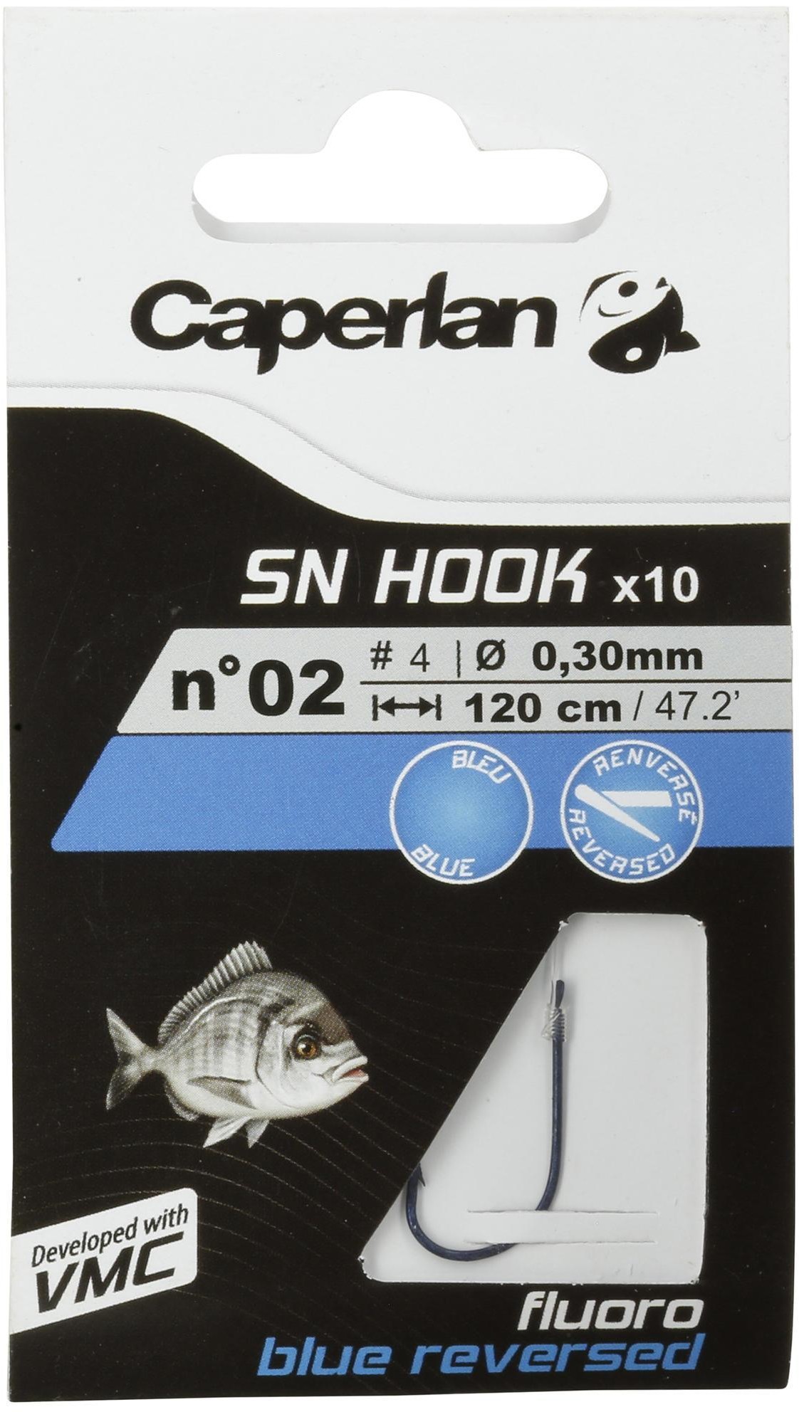 CAPERLAN Haczyki z przyponem fluoro niebieskie odwrócone