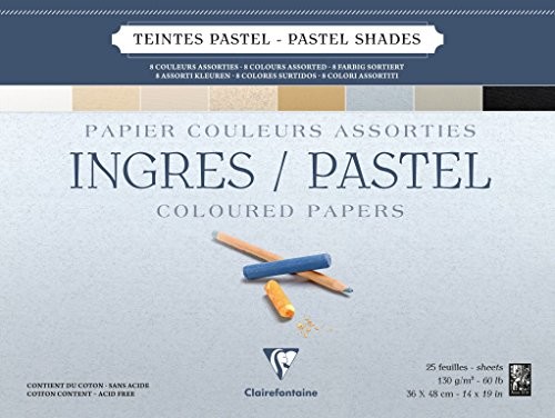 Clairefontaine Bloc Ingres-Pastel encolle 36 X 48 130 G teintes assorties 25 °F 96489C