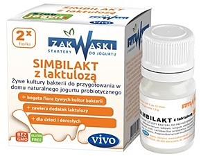 Vivo ZAKWASKI Jogurt domowy SIMBILAKT Z LAKTULOZĄ żywe kultury bakterii probiotyk opakowanie 2 x 1,5g ZAKWASKI