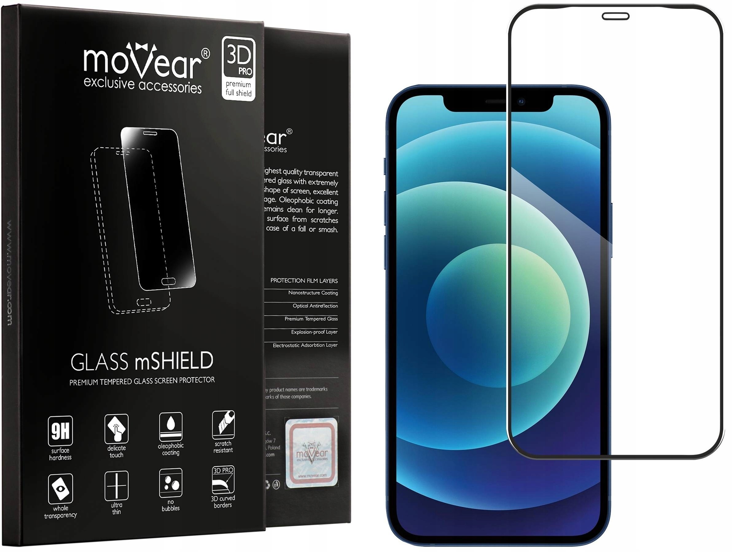 movear Szkło hartowane na Cały Ekran iPhone 12 Pro