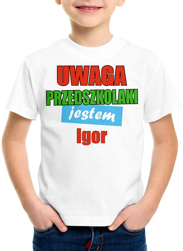 Poczpol Uwaga przedszkolaki jestem (imię) - koszulka dziecięca PRZPOC-0-2799
