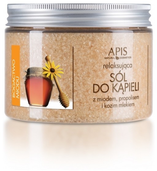 Apis Bogactwo Miodu RelaksujÄ
ca SĂłl Do KÄ
pieli z Miodem Propolisem i Kozim Mlekiem 650g