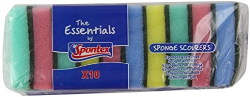 Spontex Środek do czyszczenia Essentials gąbką garnków 12 opakowań po 10 sztuk (łącznie 120 Care z tworzywa piankowego aplikatora garnków zadrapania) 7890445
