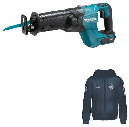 Makita akumulatorowa piła szablasta 40V max Li-Ion, serii XGT [JR001GZ] + bluza na zamek z kapturem i logo XGT [R-0368] JR001GZ