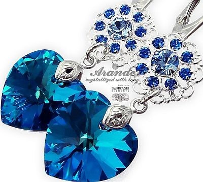 Swarovski Nowe Piękne Kolczyki Blue Heart Feel