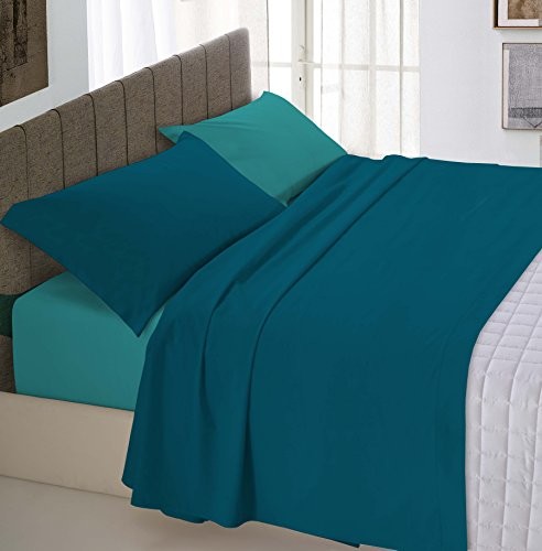 Italian Bed Linen pranie pościeli z zamkiem prześcieradło z gumką prześcieradło na łóżko, i poszewki na poduszkę Uni Double Face, 100% bawełna 8058575000620