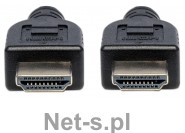 Manhattan Kabel monitorowy HDMI/HDMI V2.0 M/M Ethernet 1m czarny (353922)