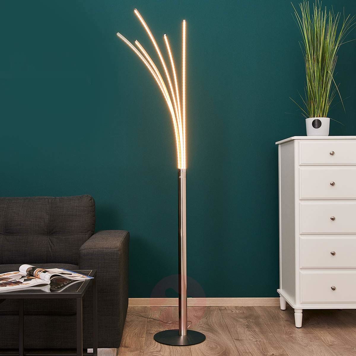 Lindby Designerska lampa podłogowa z aluminium w tym LED - Boba