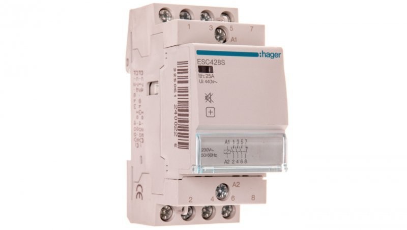 Hager polo Stycznik modułowy cichy 25A 3Z 1R 230V AC ESC428S ESC428S
