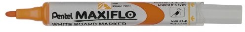 Pentel zestaw MWL5S suchościeralny z gąbką, do Whiteboard, średnie końcówka (stożkowy), płynną ink, pomarańczowy MWL5S-F