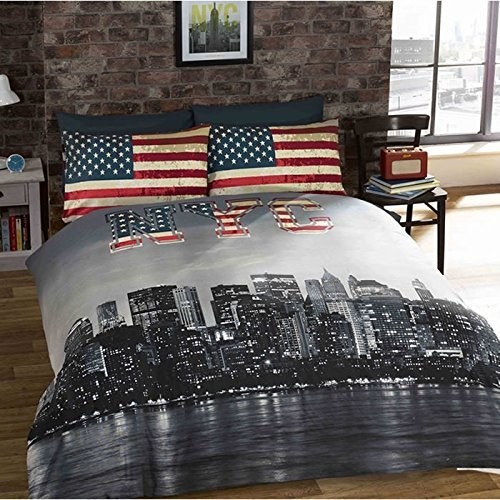 Rapport New York City łóżko podwójne poszewka Distressed Vintage dwustronna NYC zdjęcie Print
