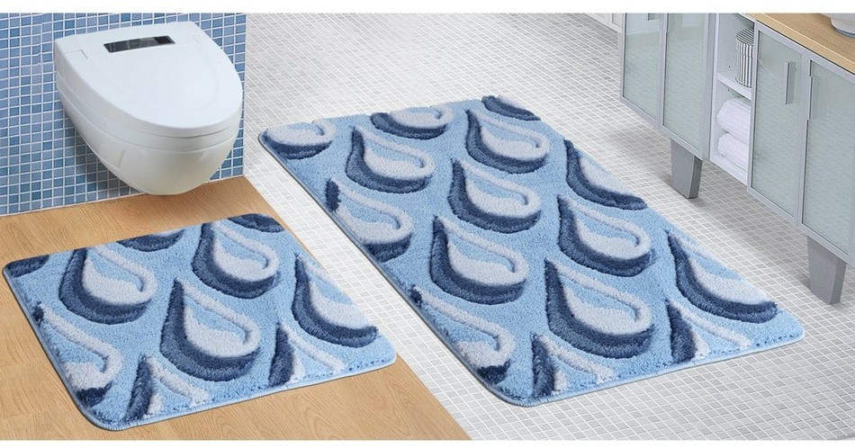 Bellatex Komplet dywaników łazienkowych Ultra Kropla niebieski, 60 x 100 cm