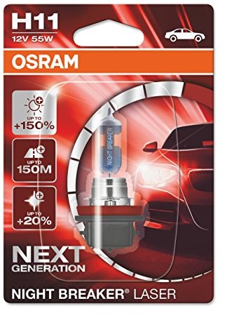 Osram OSRAM NIGHT BREAKER LASER H11 next Generation, 150% większa jasność, lampa halogenowa reflektor, 64211NL-01B, 12 V samochód osobowy, pojedynczy blister (1 lampa) 64211NL-01B