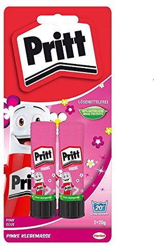 Pritt klej w sztyfcie 2 X 20 G w kartę blistrową Zielony lub różowy, różowy 1632485