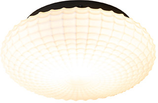 QAZQA Klasyczna lampa sufitowa czarna z opalowym szkłem 23 cm IP44 - Nohmi