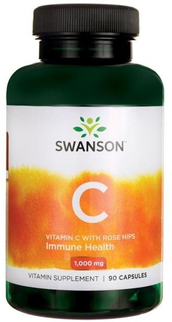 SWANSON Witamina C z dziką różą 1000mg Vitamin C with Rose Hips 90 kapsułek SW1054