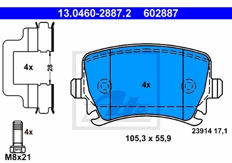 ATE Klocki hamulcowe - komplet 13.0460-2887.2