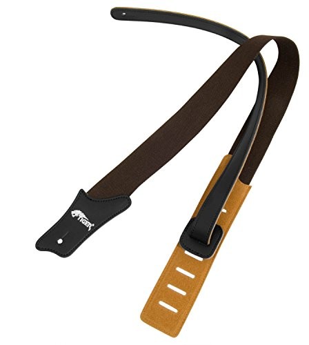 Tiger Music Tygrys brązowy bawełniany skórzany pasek do gitary z zakończeniem STP6-BR