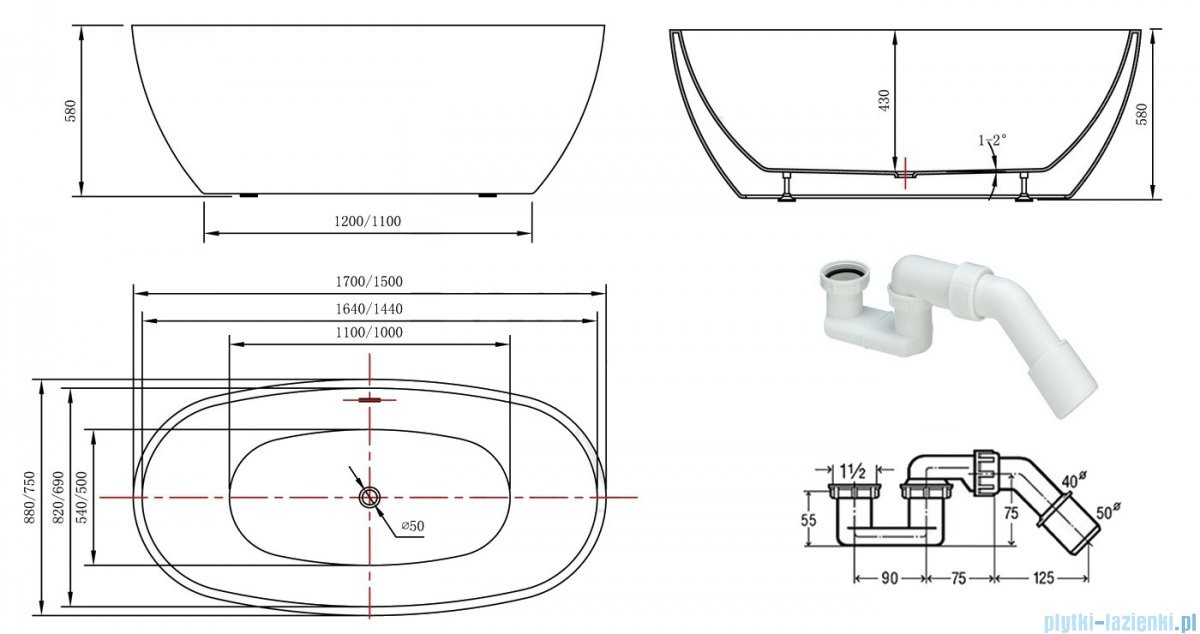 The North Bath Odin 150x80 6601-1501-7177