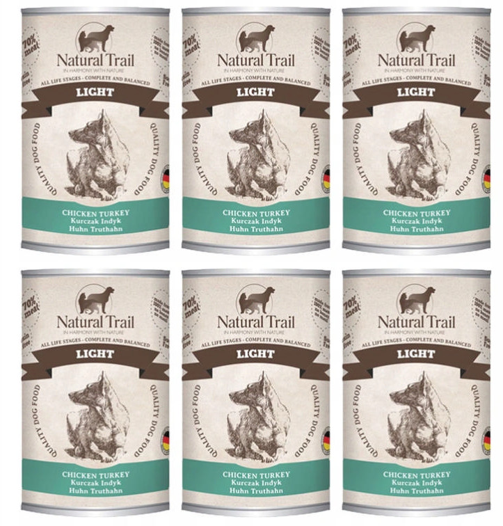 Natural Trial NATURAL TRAIL Light Dog KURCZAK INDYK Zestaw 6x 400g ZEST-NT-D-400-14-6