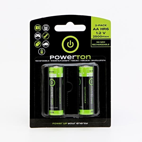 powerton Baterie Ni-MH, AA ładowarka, 1.2V, 2500mAh, Powerton, blistr, 2-pack, cena za 1 sztukę AB012WPCAAB2