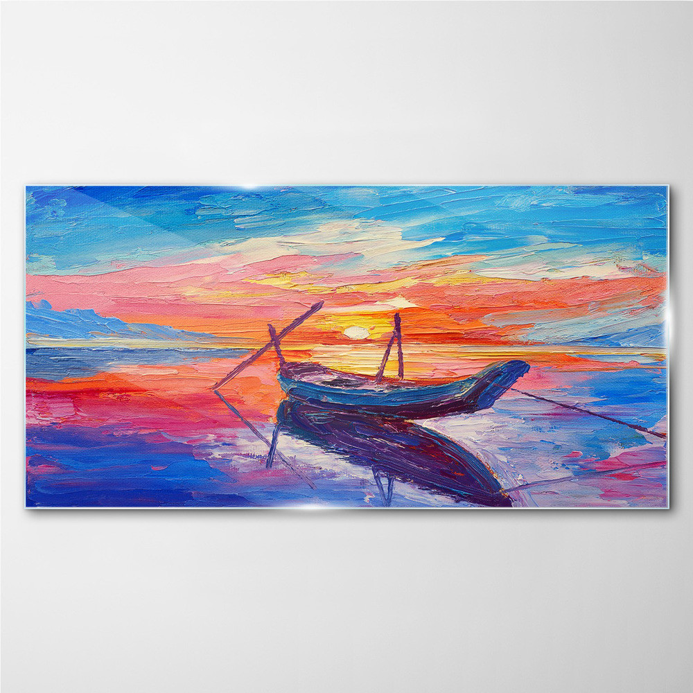 PL Coloray Obraz Szklany łódź zachód słońca 120x60cm