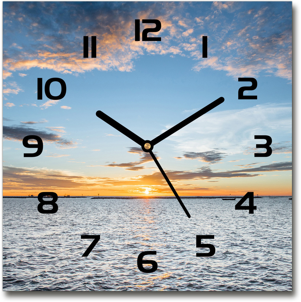 Zegar szklany kwadratowy Zmierzch nad morzem