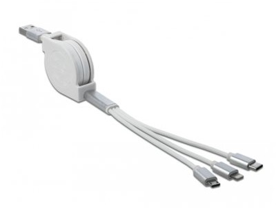 Delock Kabel USB Micro USB/Lightning/USB-C 1m