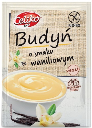 Celiko Budyń o Smaku Waniliowym bezglutenowy bez dodatku cukru 40g -