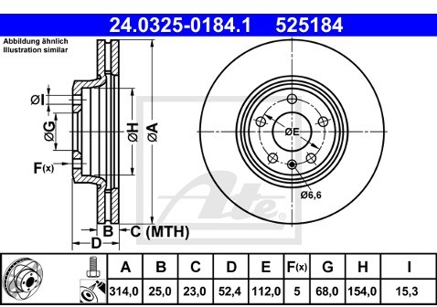 ATE Tarcze hamulcowe (komplet 2 sztuk) 24.0325-0184.1