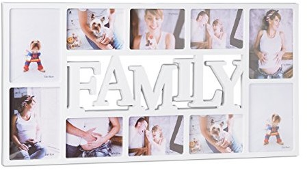 Relaxdays ramka na zdjęcia rodzinne, ramki na zdjęcia 10 obrazy, Collage do hinhaengen, HBT: 36,5 x 72 x 2 cm, w kolorze czarnym i białym 10021854_49