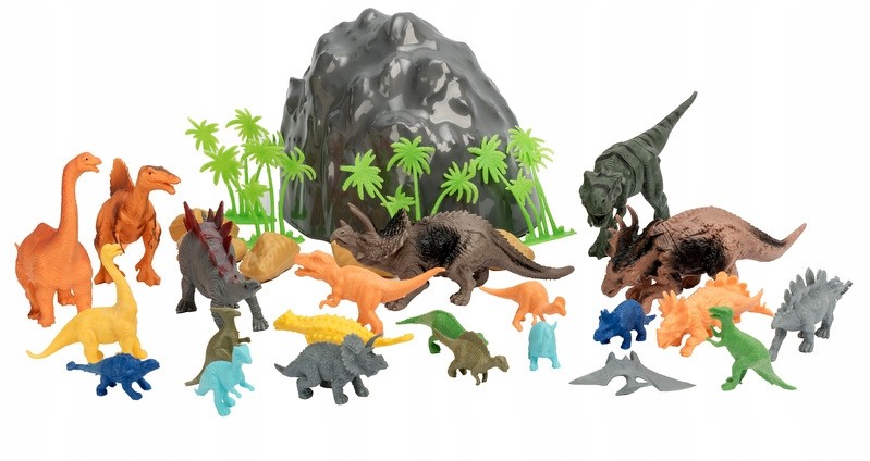 Dinozaury Duży Zestaw Figurki Różne Gumowe W Tubie