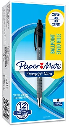 Paper Mate s0190283 Flexgrip Ultra długopis z podkładką na delikatna koronka  szt. opakowanie, tusz do drukarki, czarna S0190283