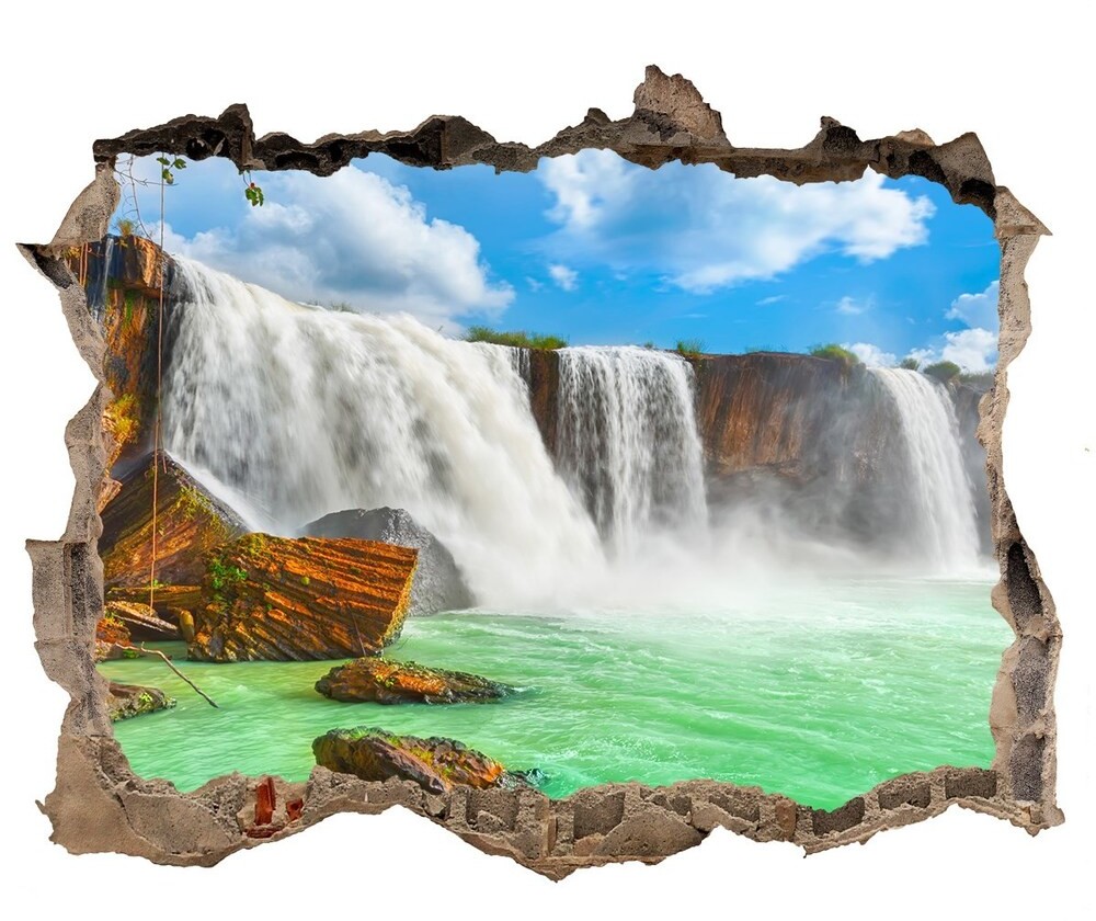 Wallmuralia.pl Dziura 3d w ścianie naklejka cegła Kaskada