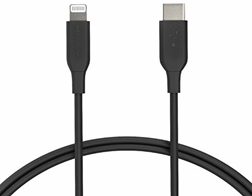 AmazonBasics Amazon Basics - kabel USB typu C do ładowania z certyfikatem MFI do iPhone 11/11 Pro/11 Pro max/X/XS/XR/XS Max / 8/8 Plus, do ładowarek typu C, obsługuje Power Delivery, czarny, 91,44 cm L6LMF394-CS-R