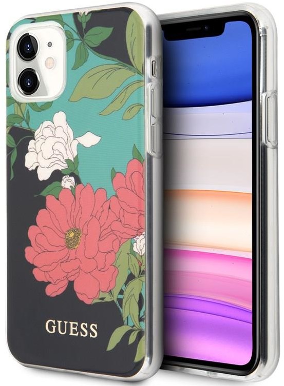 GUESS Guess Flower Shiny Collection N1 etui na iPhone 11 (Black) GUHCN61IMLFL01