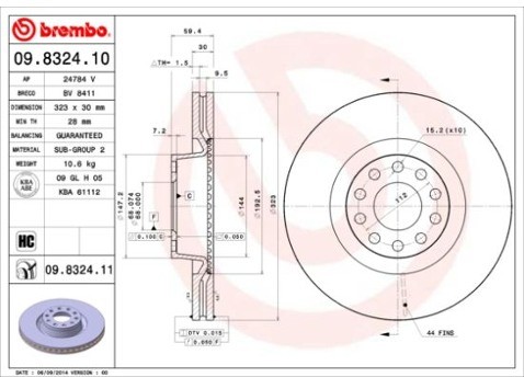 BREMBO Tarcza hamulcowa 09.8324.11