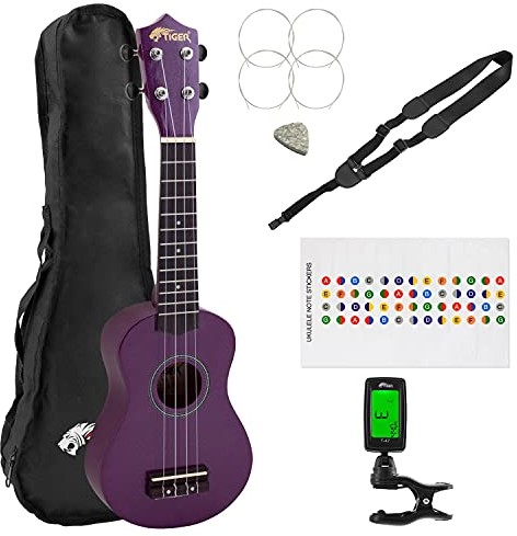 TIGER Zestaw ukulele sopranowe - pakiety dla początkujących (fioletowe) UKEKIT-PP