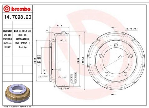 BREMBO Bęben hamulcowy 14.7098.20