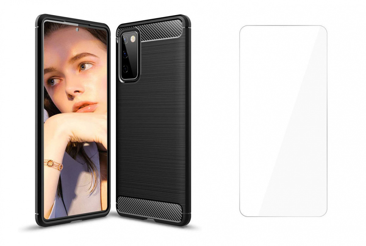 Samsung Braders Etui Carbon Case + Szkło Hartowane do Galaxy S20 FE