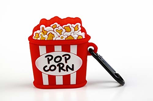 Apple Wondee Global Services Funny Airpods Cases | Silikonowe etui na słuchawki Airpods - Popcorn Bucket Design z karabińczykiem zapobiegającym zgubieniu, kompatybilne z Airpods 1 & 2 WFNAIR006