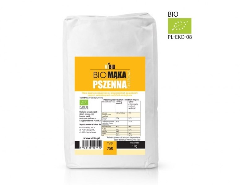 Vibio BIO Mąka pszenna chlebowa typ 750 - 1kg mak-psz-bio-750