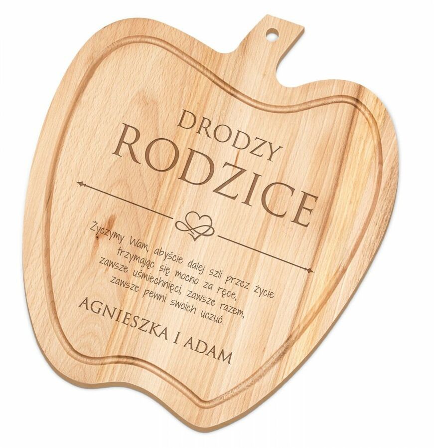 Murrano Deska drewniana do krojenia jabłko z grawerem dla rodziców na rocznicę DSK-JAB-039