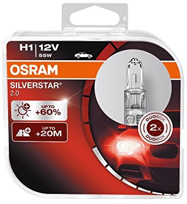 Osram SILVERSTAR 2.0, 64150SV2, HCB H1 lampa halogenowa reflektor, 12 V do samochodów osobowych, duobox (2 sztuki) 64150SV2-HCB