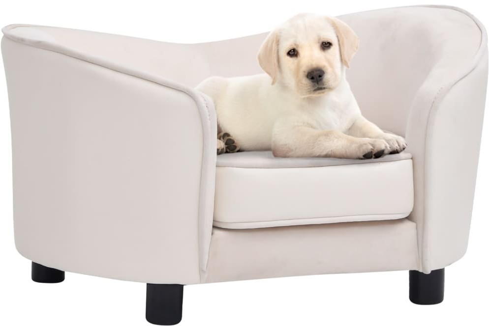 Vidaxl Lumarko Sofa dla psa, kremowa, 69x49x40 cm, plusz i sztuczna skóra! 171036